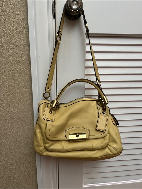Handbags - Coach Classic Yellow Leather Shoulder Bag with Top Handle
